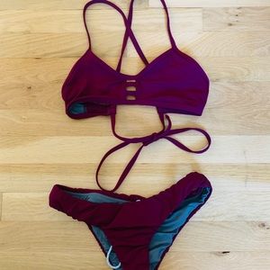 Jolyn Dark Red Bikini in Size M